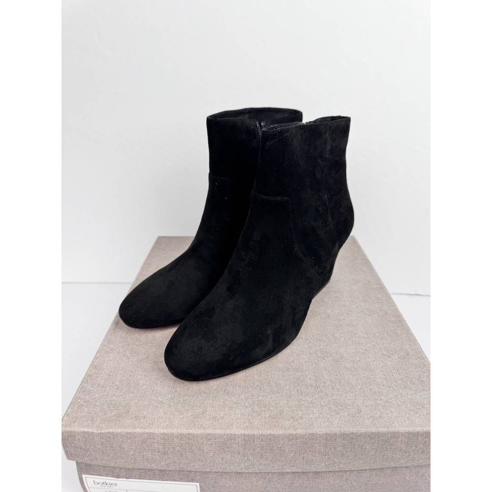 Black Suede Ankle Boots Side Zipper Block Heels Botkier Allie Boot Size 8 NWB